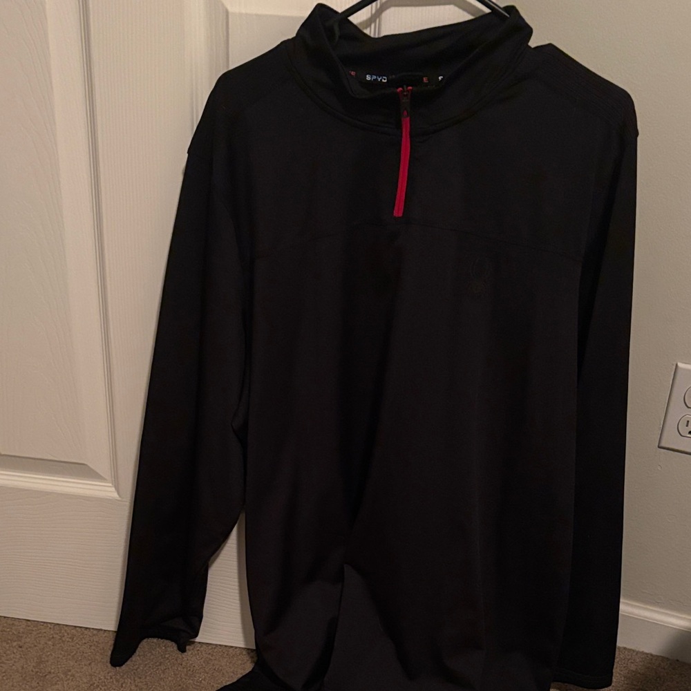 Spyder Black Pullover with Red Zipper